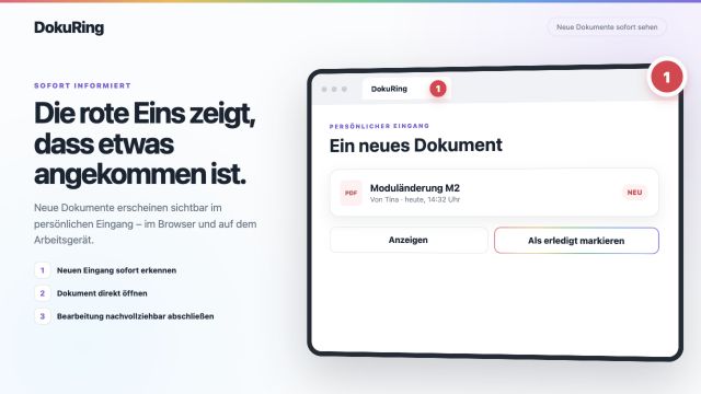 DokuRing: neuer Dokumenteingang mit sichtbarer Benachrichtigung