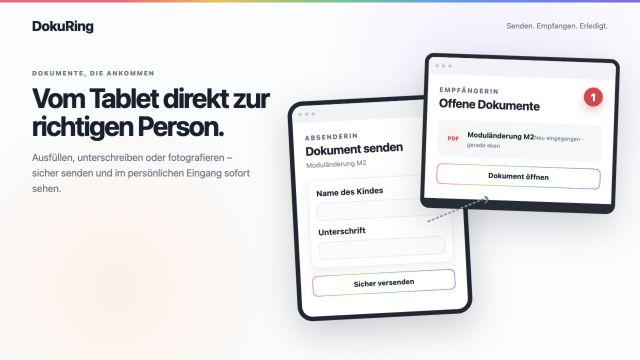 DokuRing: vollständiger Weg vom Tablet der Absenderin zur Verwaltung