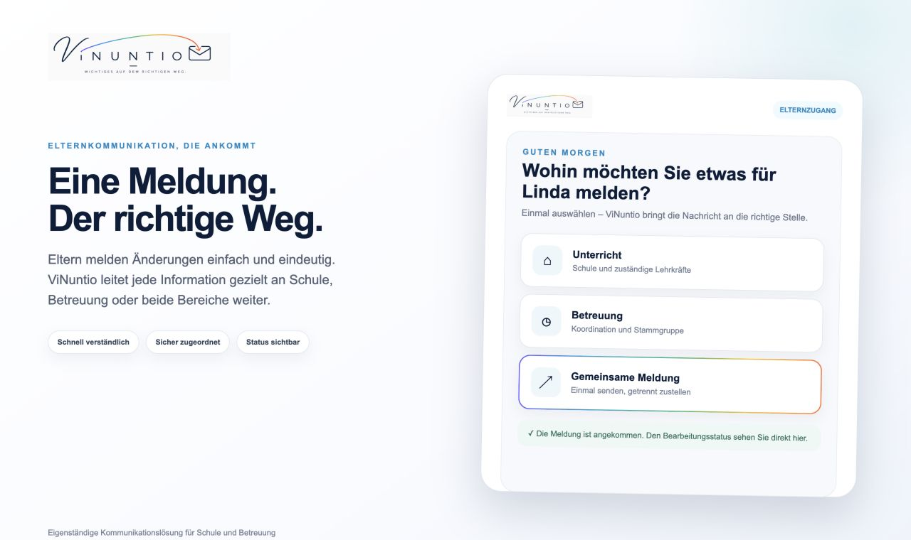 ViNuntio Elternansicht mit dem freigegebenen Live-Logo